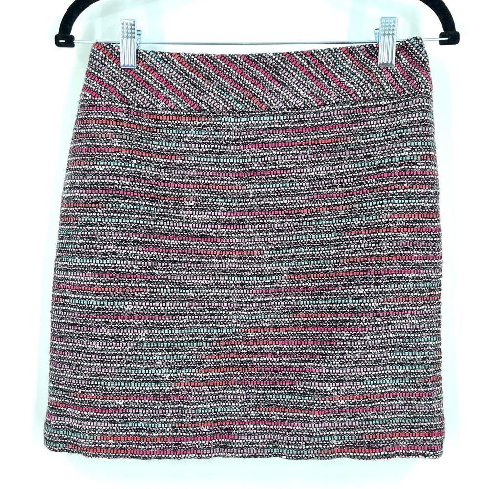 Loft Tweed multicolor mini skirt size 2 petite‎ pink & blue colorful career